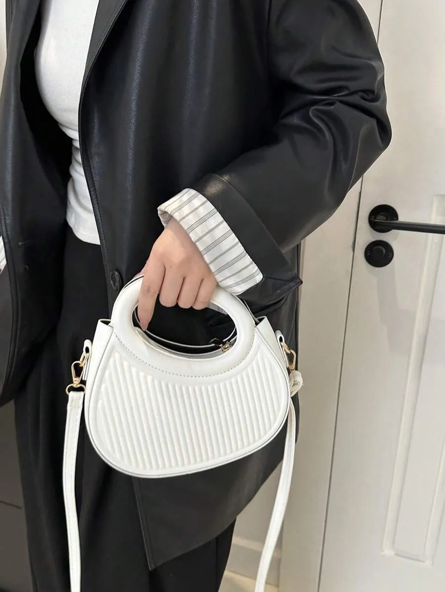 14928 1c-02-09 Bolso de mano - hombro cruzado de diseño francés de moda con un patrón blanco