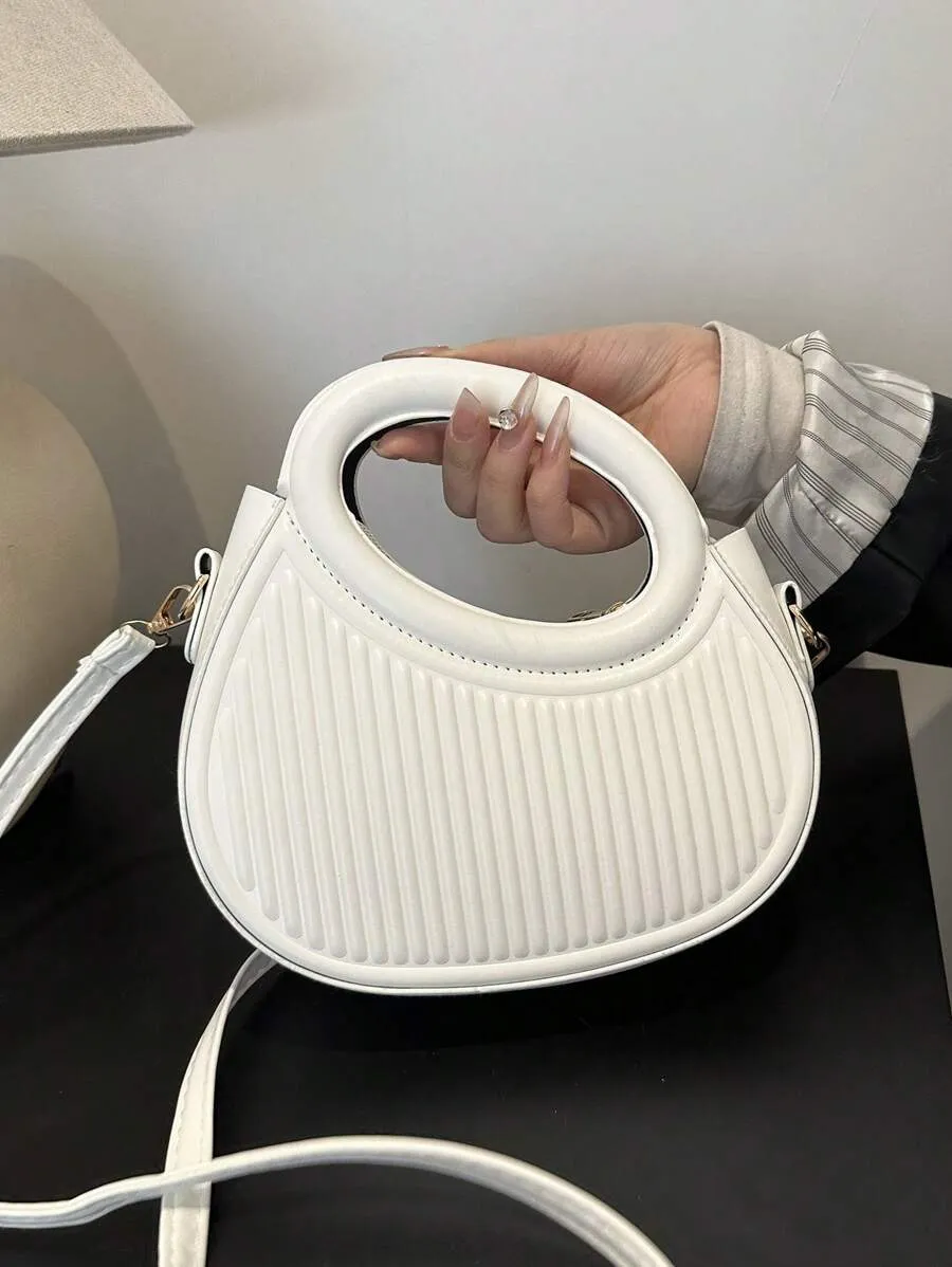 14928 1c-02-09 Bolso de mano - hombro cruzado de diseño francés de moda con un patrón blanco