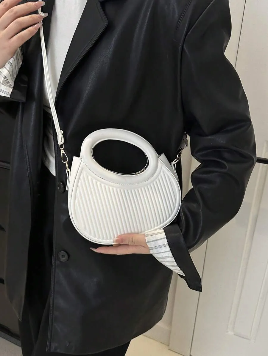 14928 1c-02-09 Bolso de mano - hombro cruzado de diseño francés de moda con un patrón blanco