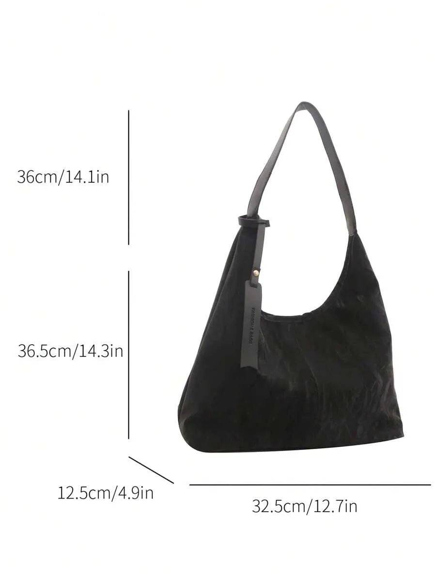 14944 1c-02-13 Bolso de tela grande de unicolor versátil y sencillo