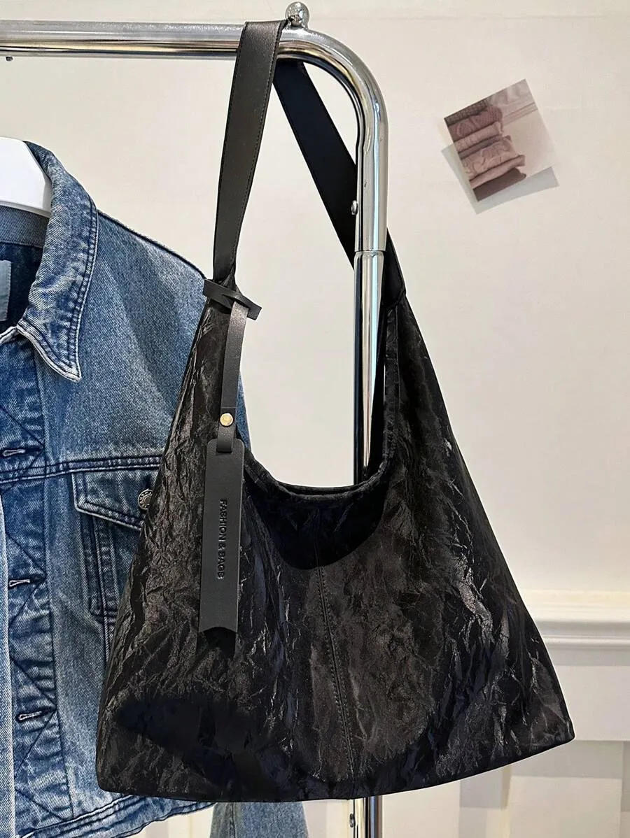14944 1c-02-13 Bolso de tela grande de unicolor versátil y sencillo
