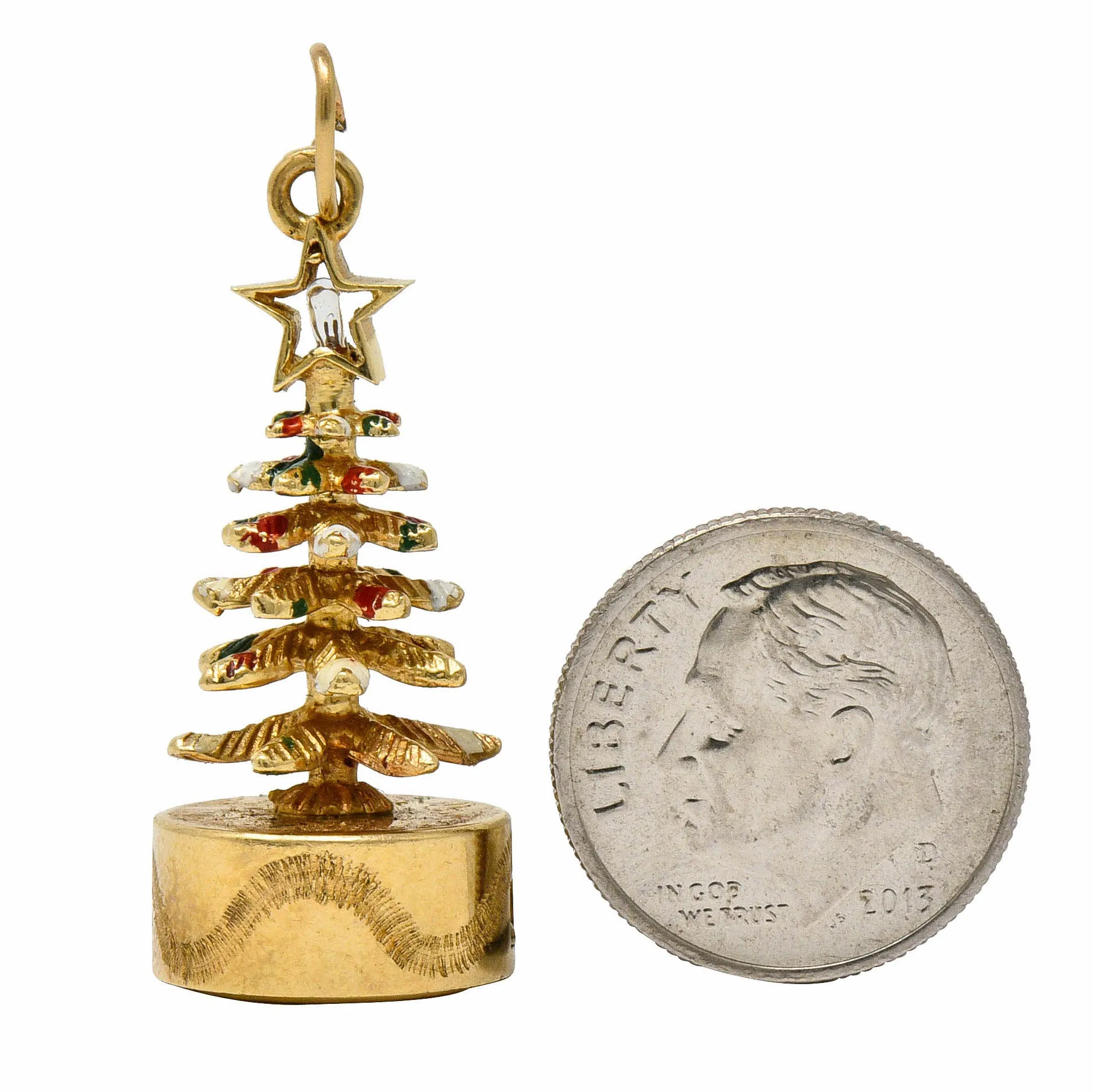 1960's Litacharm Inc. Vintage 14 Karat Gold Christmas Tree Charm