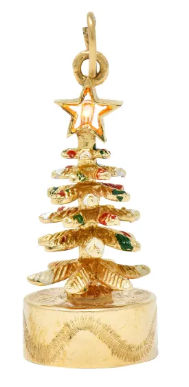 1960's Litacharm Inc. Vintage 14 Karat Gold Christmas Tree Charm