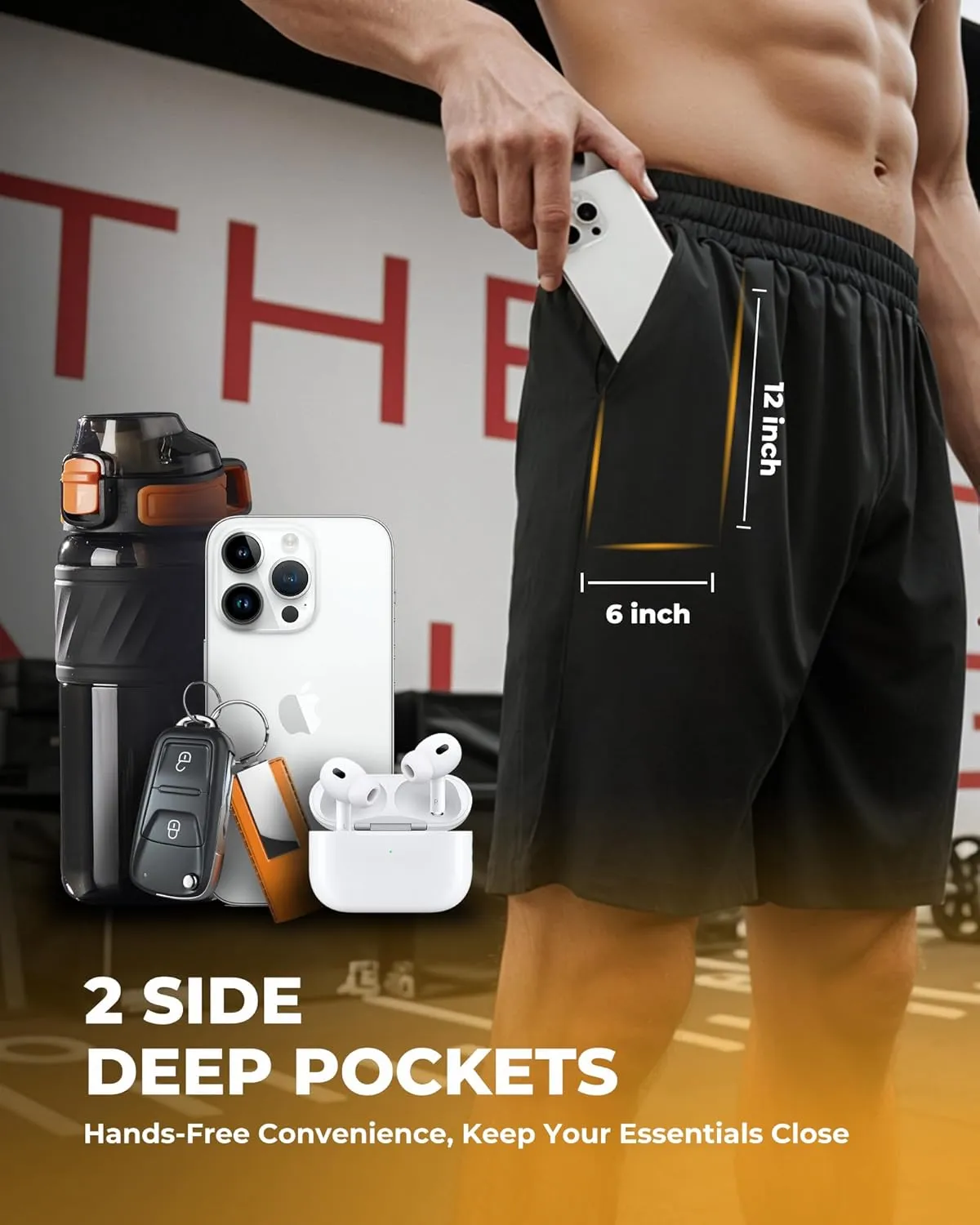 2 Pack Mens Gym Basketball Shorts - Athletic Black Workout Quick Dry Shorts with Pockets for Casual Running