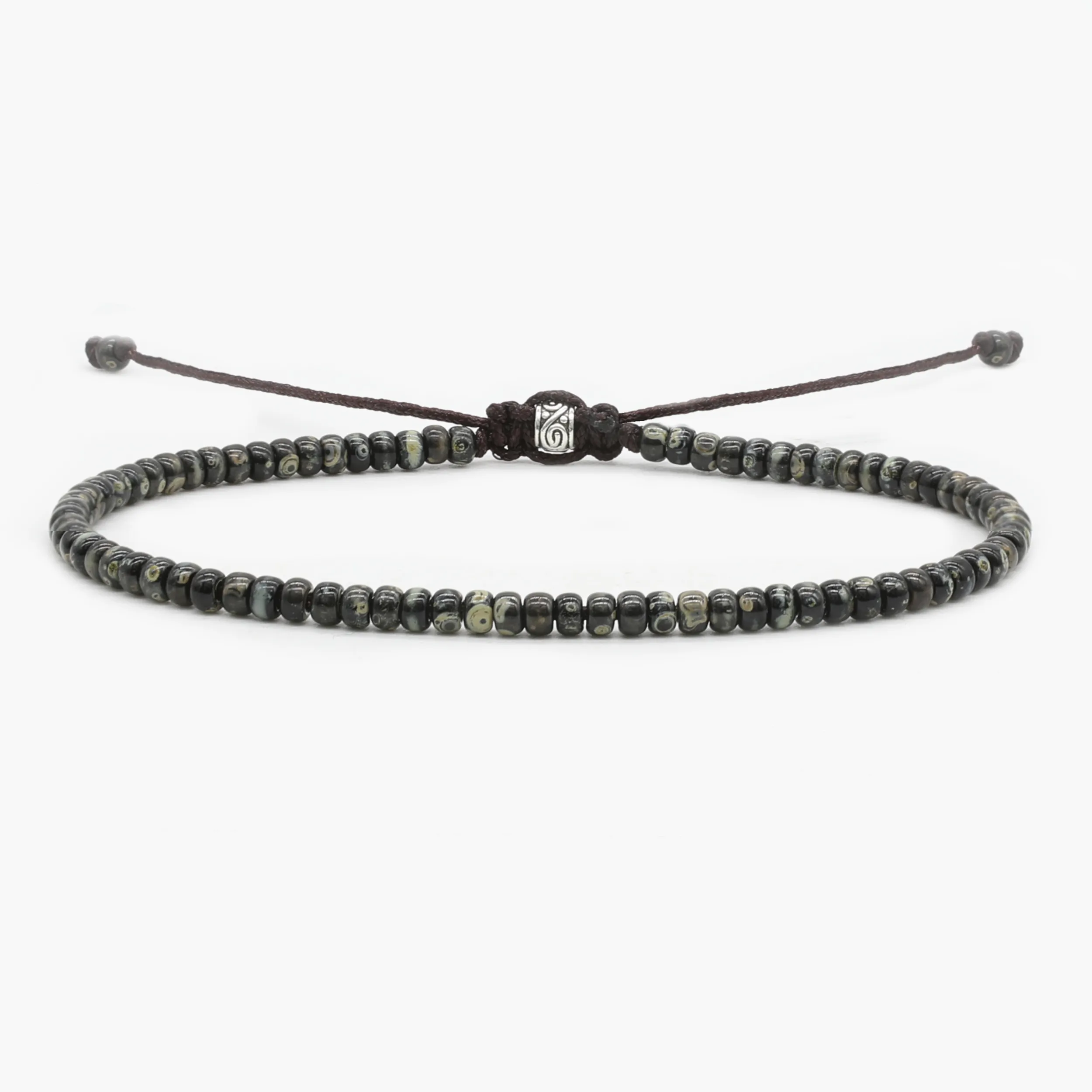 2mm Glass Beads Bracelet (Dyed Black)