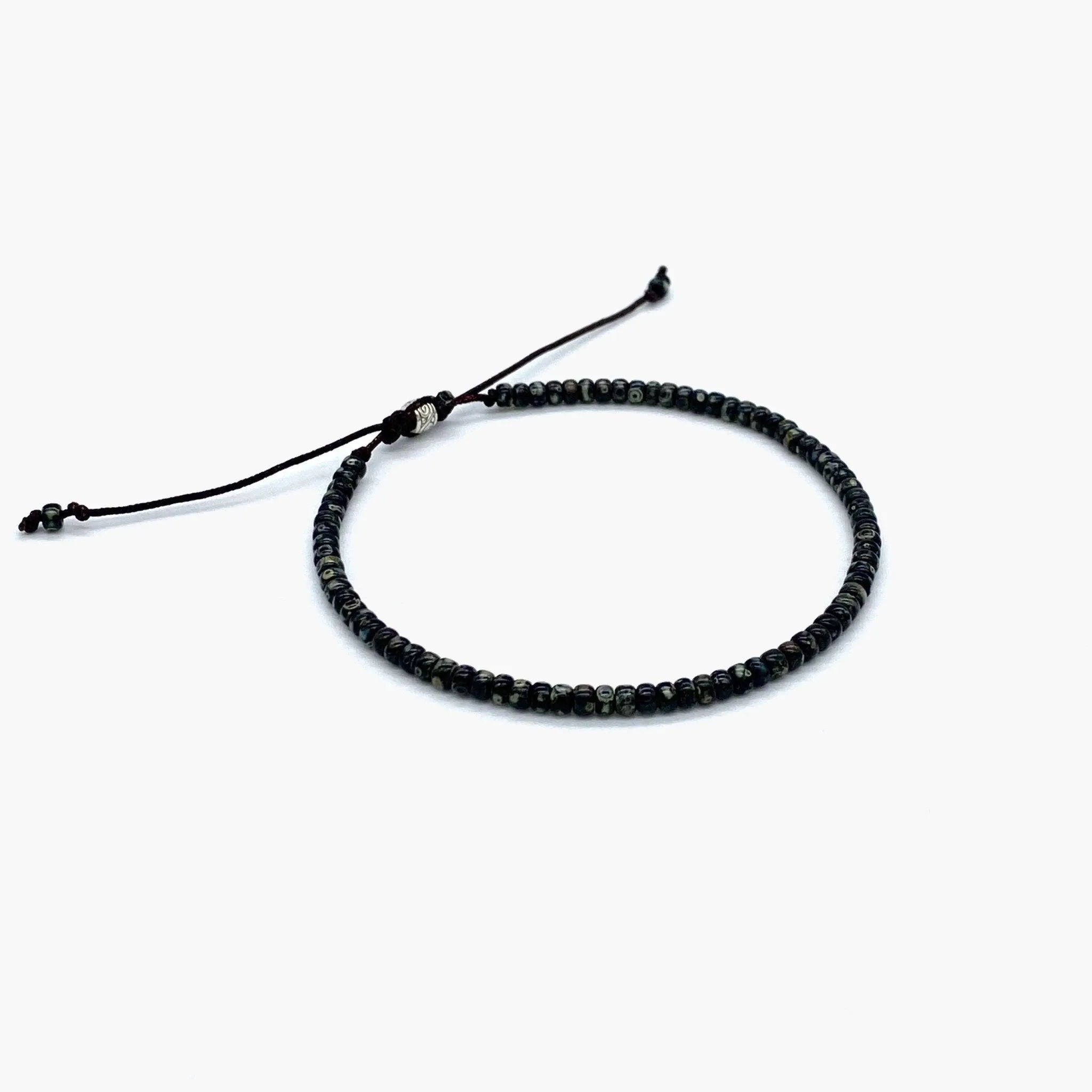 2mm Glass Beads Bracelet (Dyed Black)