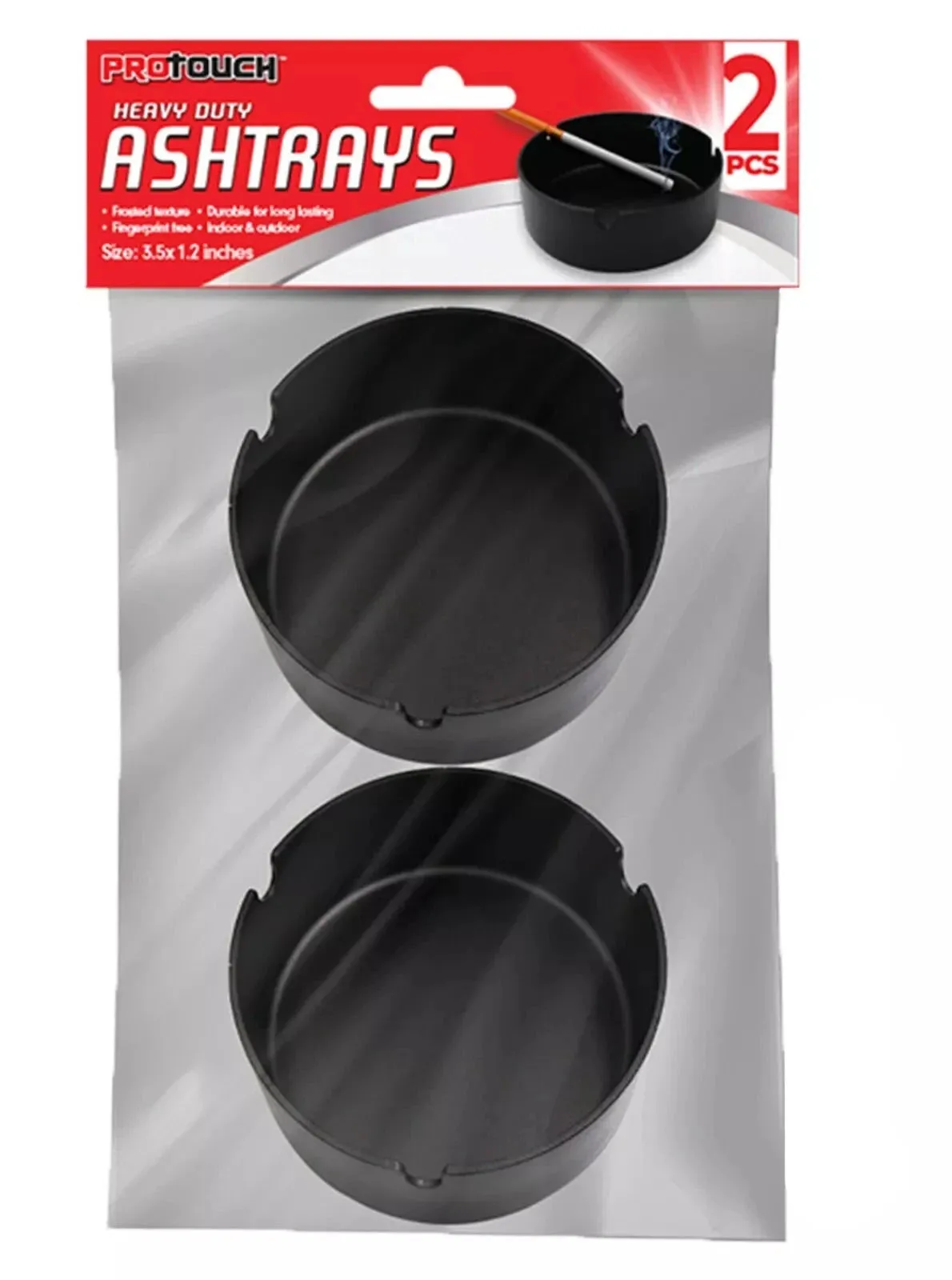 4 PCS (2 Pack) Ashtray Black 3.5" x 1.2" Plastic Round Trash Can Cigarette Tray