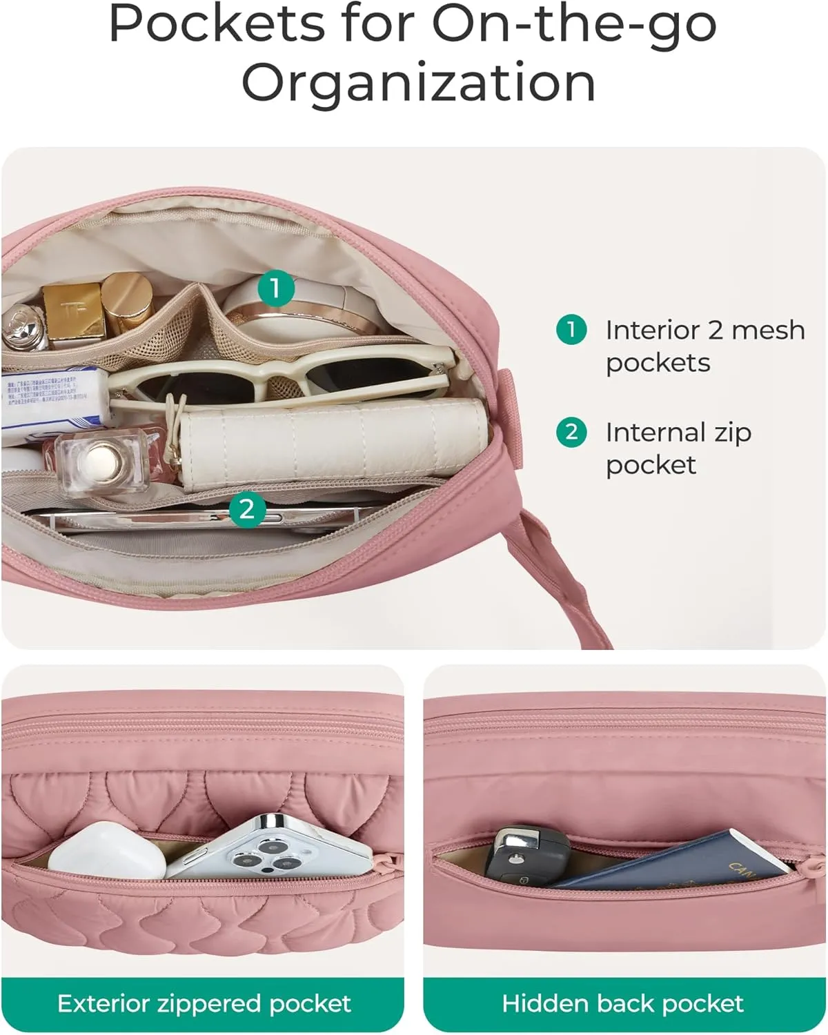 BAGSMART Fanny Packs for Women with Two Ways to Install the Adjustable Strap Lightweight Crossbody Belt Bag for Traveling Workout
