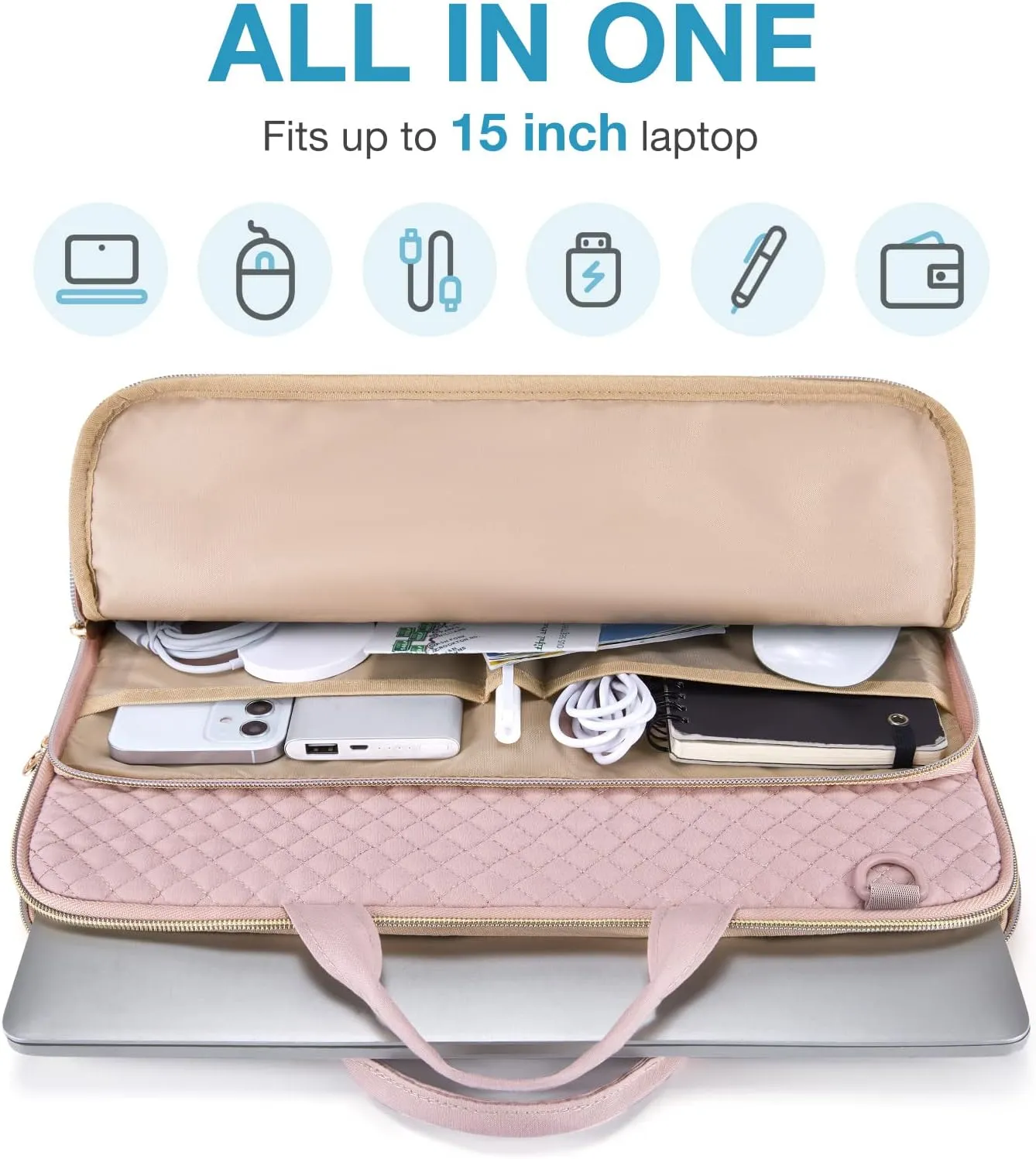 BAGSMART Protective Sleeve case Compatible with MacBook Pro 16 Inch,15.6 inch, HP,Dell,Acer Aspire,Asus Notebook,Laptop with Shoulder Strap,Pocket,Handle,Pink