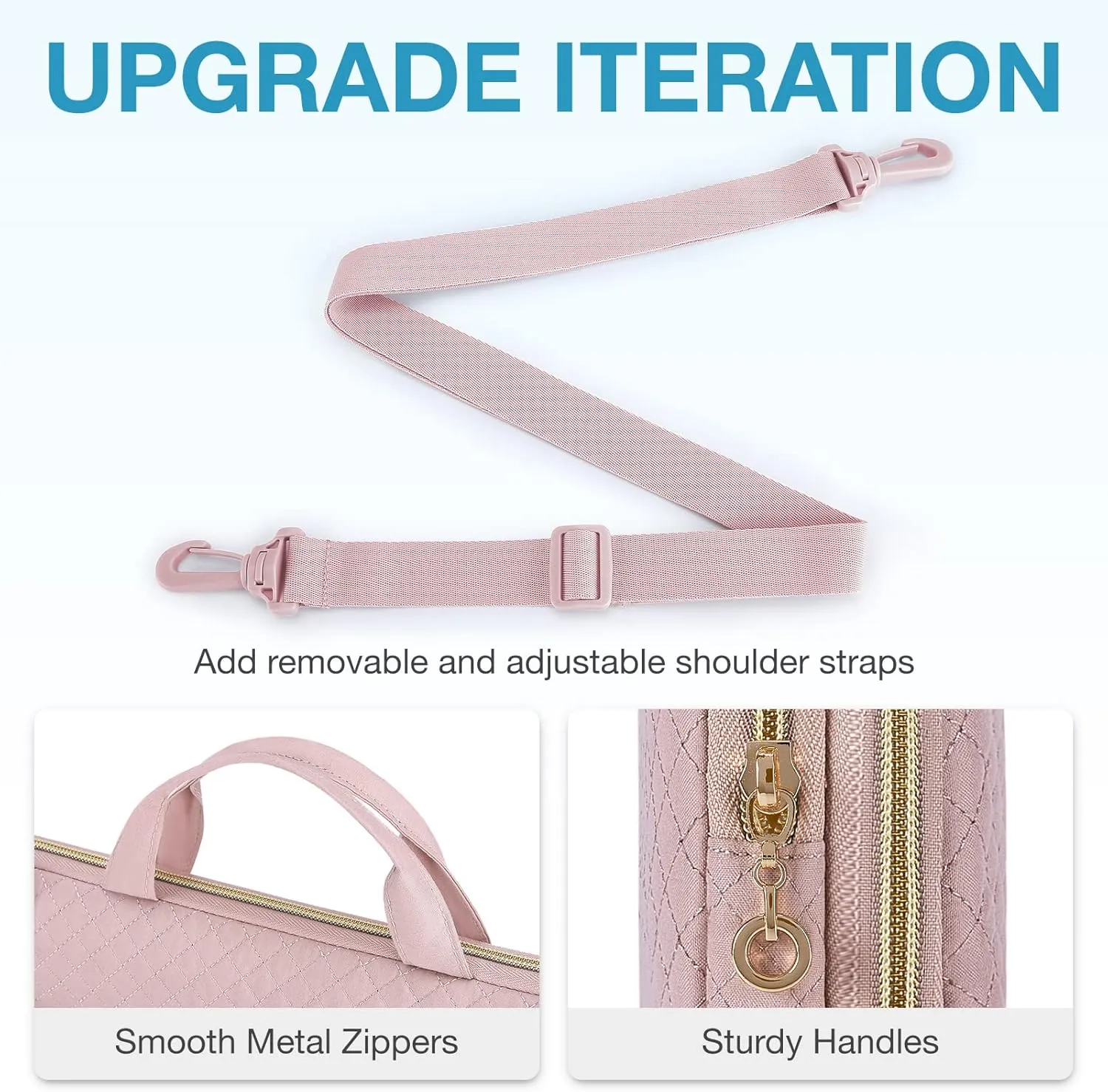BAGSMART Protective Sleeve case Compatible with MacBook Pro 16 Inch,15.6 inch, HP,Dell,Acer Aspire,Asus Notebook,Laptop with Shoulder Strap,Pocket,Handle,Pink