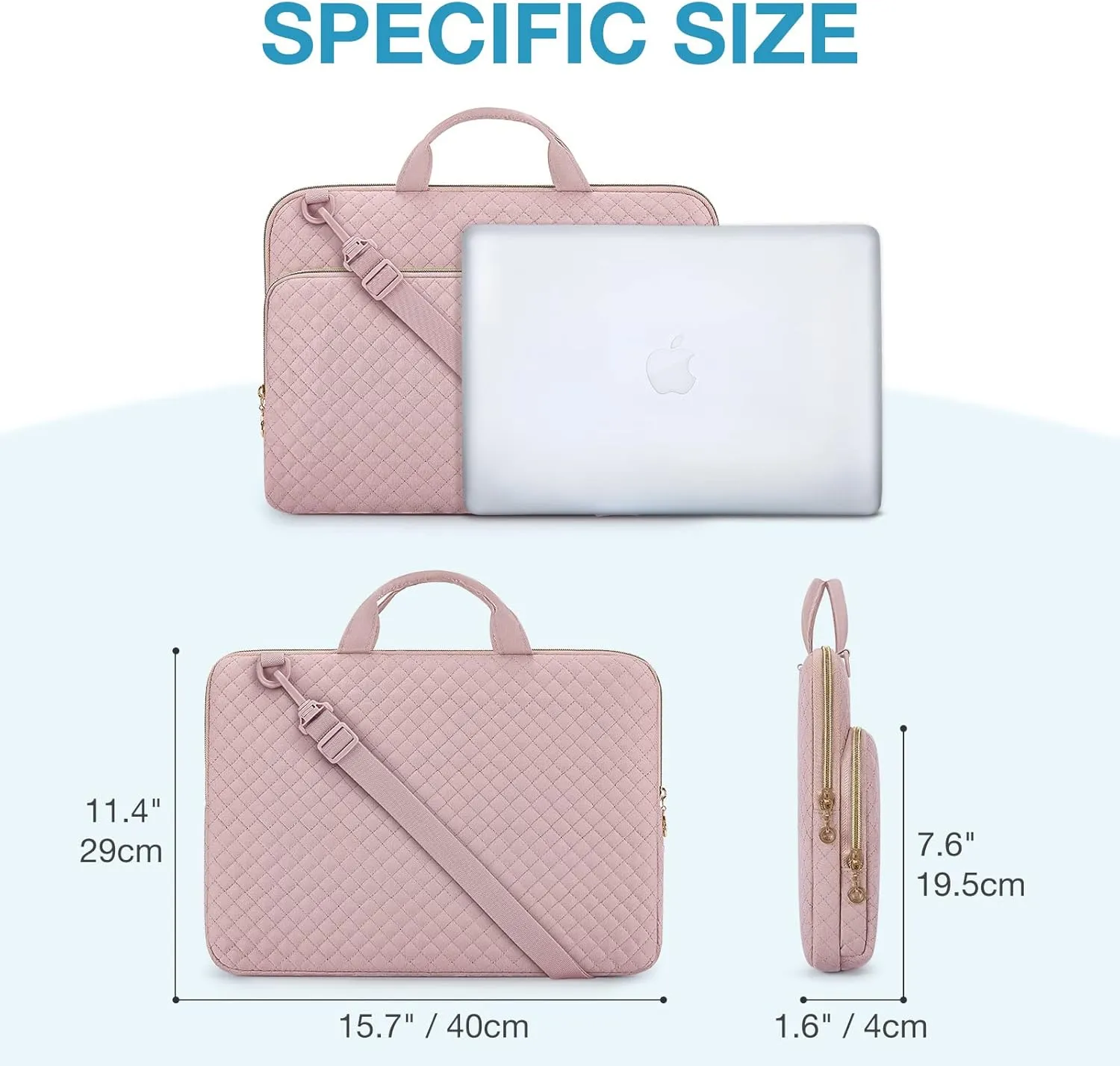 BAGSMART Protective Sleeve case Compatible with MacBook Pro 16 Inch,15.6 inch, HP,Dell,Acer Aspire,Asus Notebook,Laptop with Shoulder Strap,Pocket,Handle,Pink