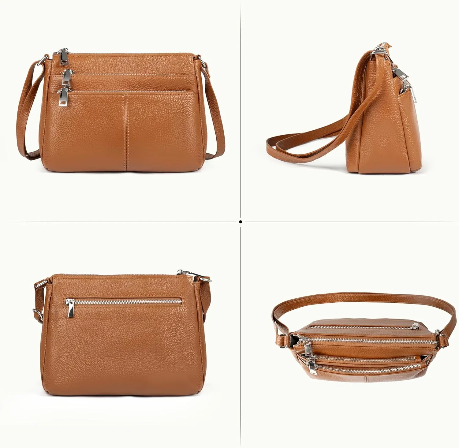 befen Genuine Leather Crossbody Purses Bags for Women, Small Pocketbooks Shoulder Bag Satchel Purse with Multi Pockets