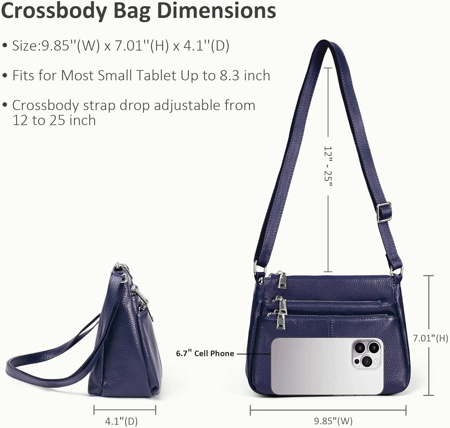 befen Genuine Leather Crossbody Purses Bags for Women, Small Pocketbooks Shoulder Bag Satchel Purse with Multi Pockets