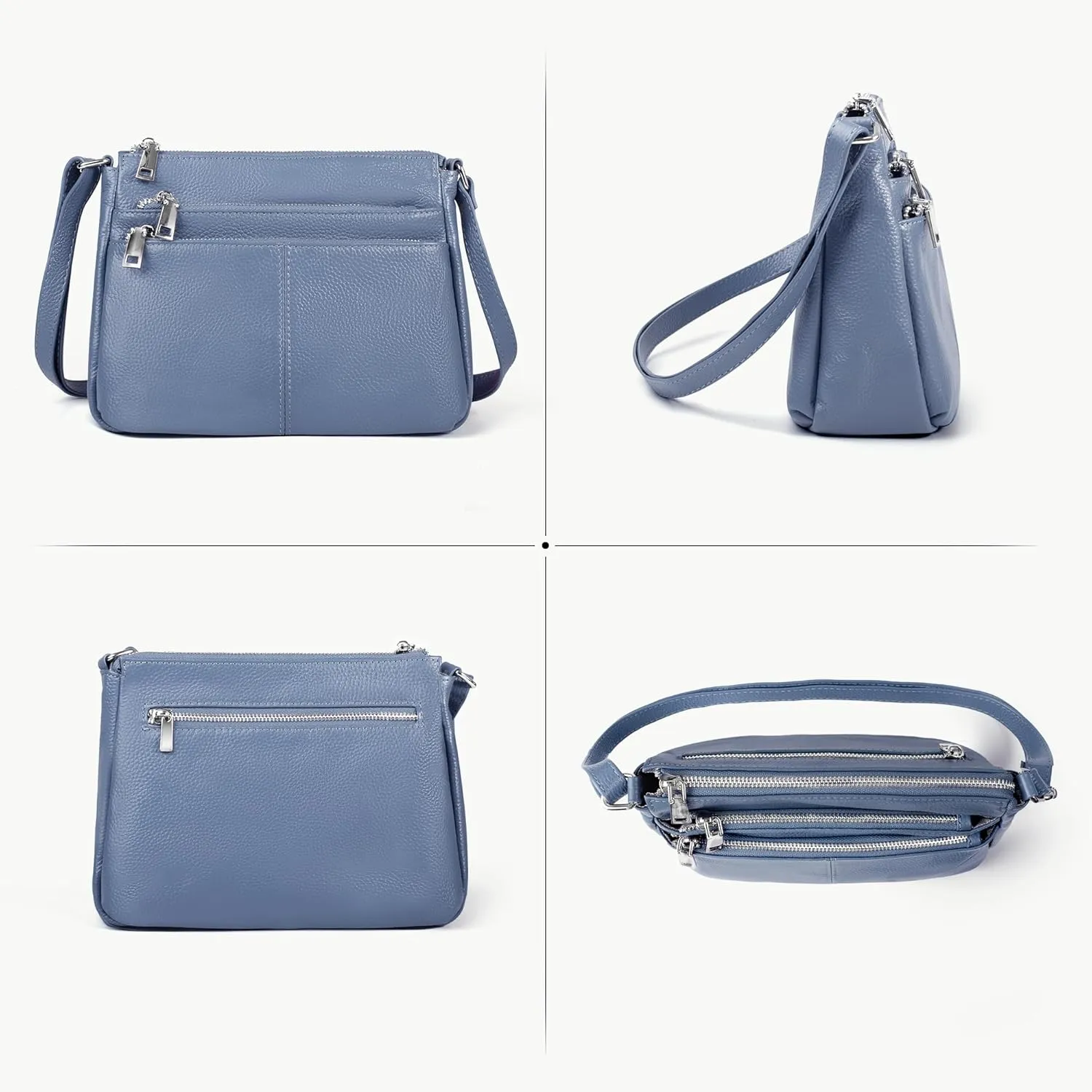 befen Genuine Leather Crossbody Purses Bags for Women, Small Pocketbooks Shoulder Bag Satchel Purse with Multi Pockets