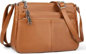 befen Genuine Leather Crossbody Purses Bags for Women, Small Pocketbooks Shoulder Bag Satchel Purse with Multi Pockets