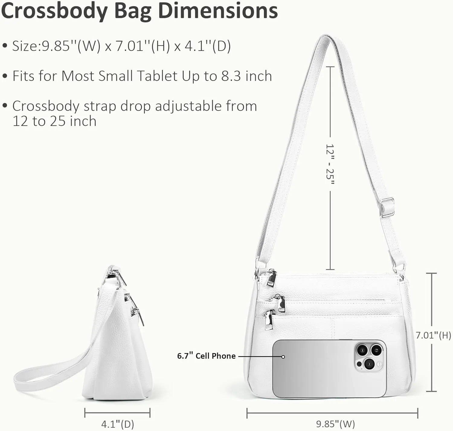 befen Genuine Leather Crossbody Purses Bags for Women, Small Pocketbooks Shoulder Bag Satchel Purse with Multi Pockets