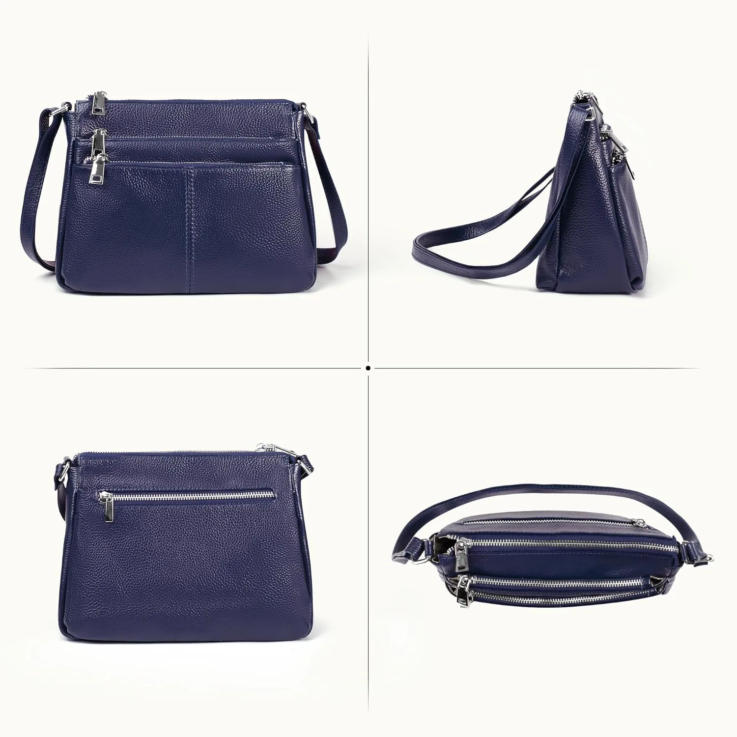 befen Genuine Leather Crossbody Purses Bags for Women, Small Pocketbooks Shoulder Bag Satchel Purse with Multi Pockets