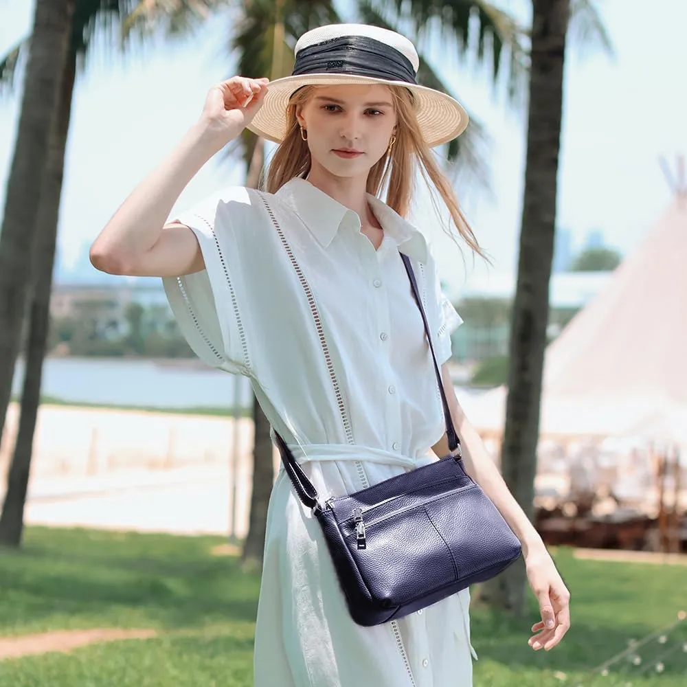 befen Genuine Leather Crossbody Purses Bags for Women, Small Pocketbooks Shoulder Bag Satchel Purse with Multi Pockets