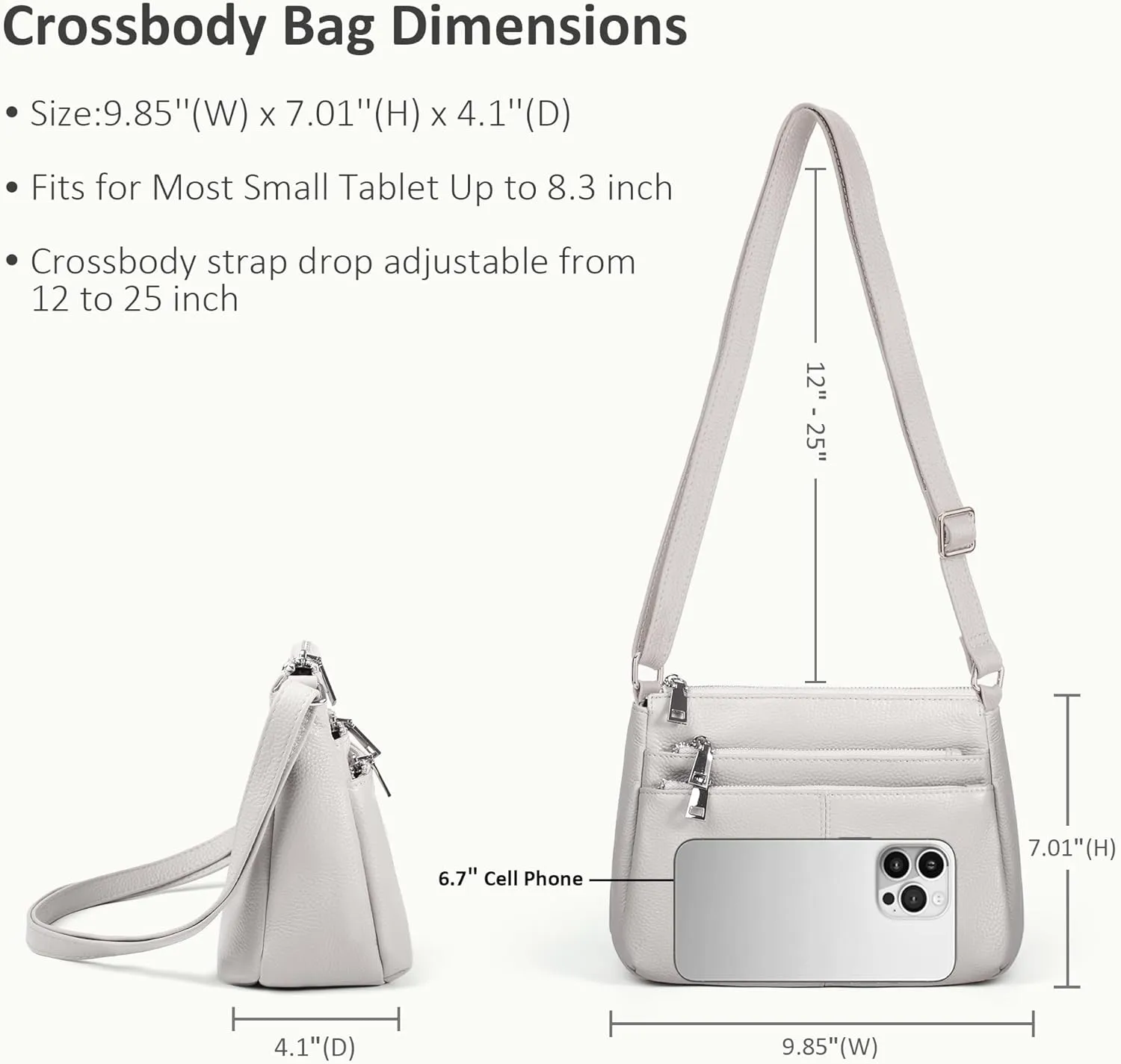befen Genuine Leather Crossbody Purses Bags for Women, Small Pocketbooks Shoulder Bag Satchel Purse with Multi Pockets