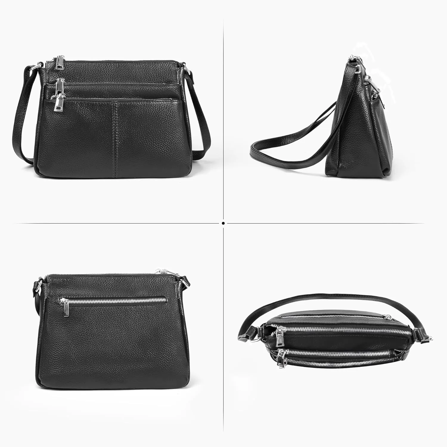 befen Genuine Leather Crossbody Purses Bags for Women, Small Pocketbooks Shoulder Bag Satchel Purse with Multi Pockets