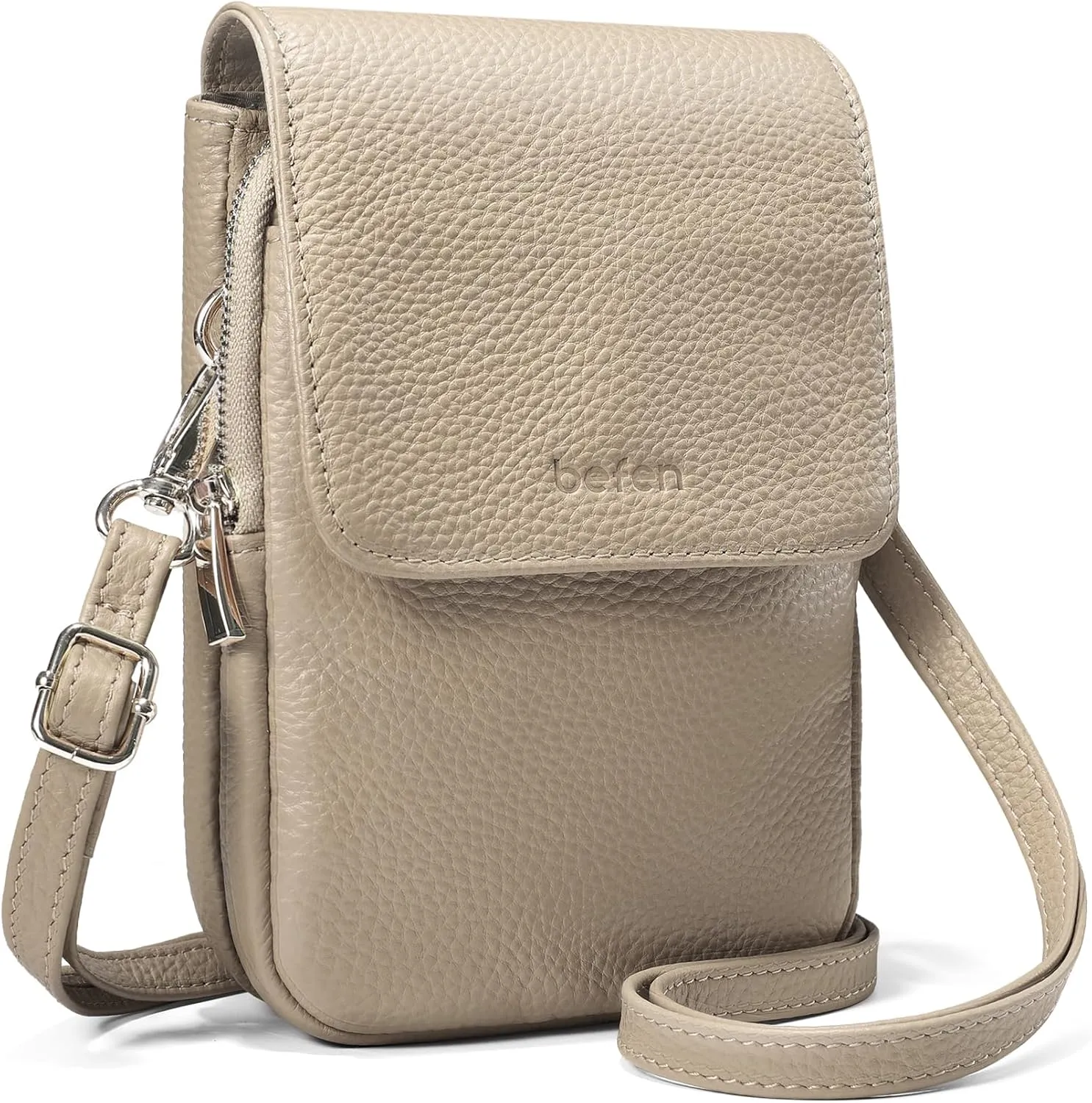 befen Genuine Leather Small Crossbody Bags for Women, Cell Phone Cross body Purse Bag with RFID Blocking Card Slots