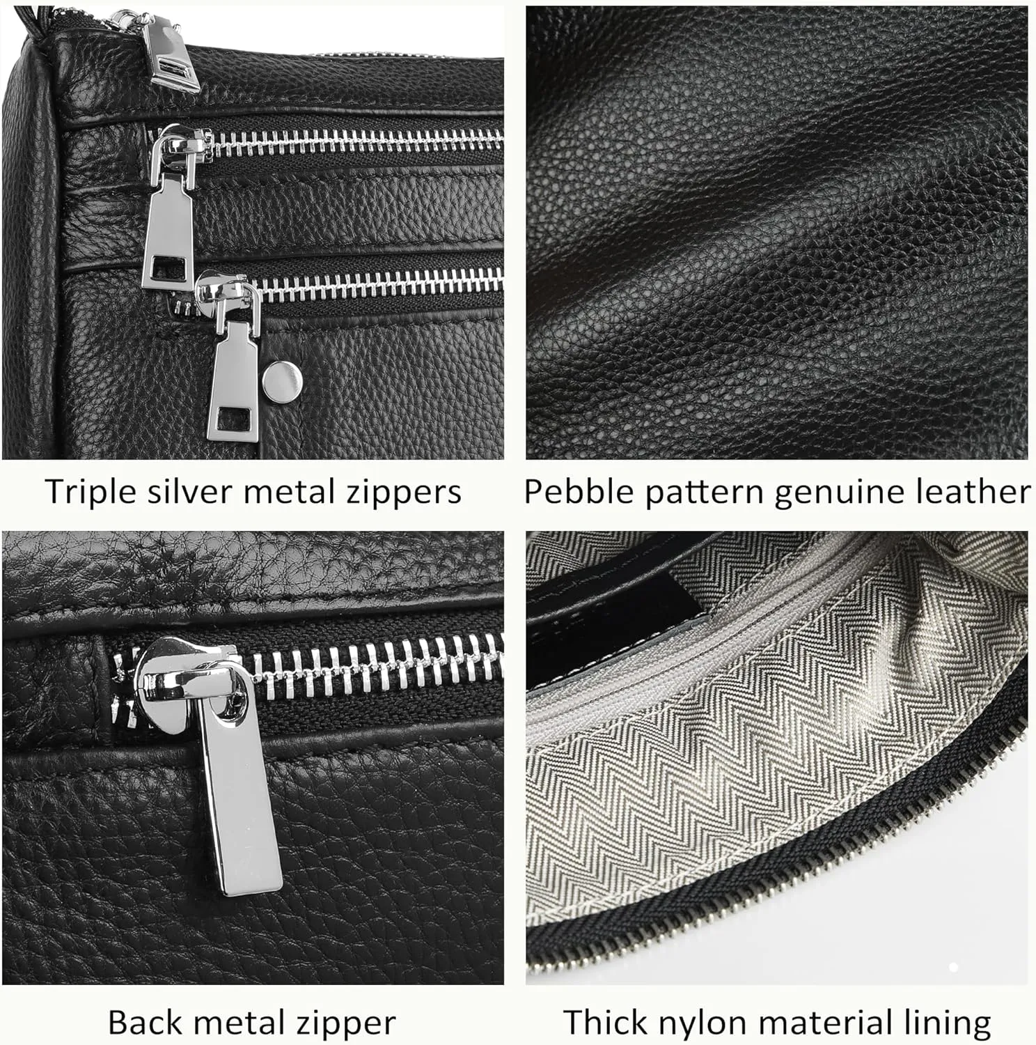 befen Genuine Leather Small Crossbody Bags Purses for Women Pocketbooks Shoulder Bag Satchel Purse with Multi Zipper Pockets