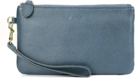 befen Women's Genuine Italian Leather Wristlet Clutch Wallet Purse, Gold Zipper
