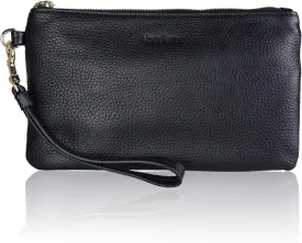 befen Women's Genuine Italian Leather Wristlet Clutch Wallet Purse, Gold Zipper