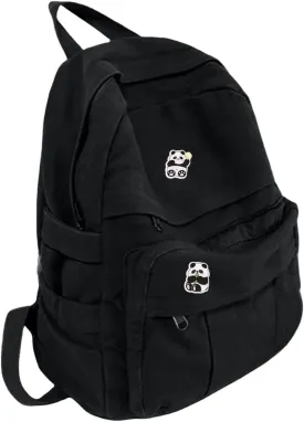 Canvas Backpack for Women Cute Backpack for Women Vintage Laptop Aesthetic Knapsack-Black