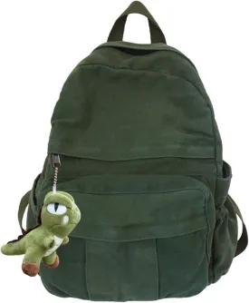 Canvas Laptop Backpack - Vintage Retro Aesthetic Travel Backpack for Women & Men (Green)