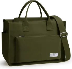 Canvas Tote Bag for Women Shoulder & Crossbody Handbag with Multi Pockets Zipper Ideal for Work Office Travel & Daily Use