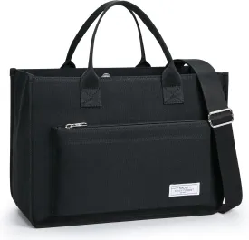 Canvas Tote Bag for Women Shoulder & Crossbody Handbag with Multi Pockets Zipper Ideal for Work Office Travel & Daily Use