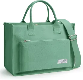 Canvas Tote Bag for Women Shoulder & Crossbody Handbag with Multi Pockets Zipper Ideal for Work Office Travel & Daily Use