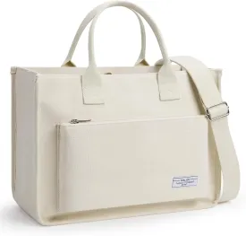 Canvas Tote Bag for Women Shoulder & Crossbody Handbag with Multi Pockets Zipper Ideal for Work Office Travel & Daily Use