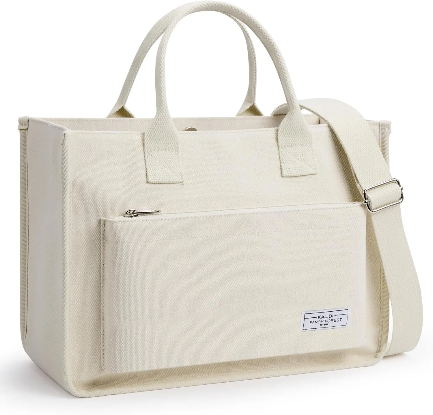 Canvas Tote Bag for Women Shoulder & Crossbody Handbag with Multi Pockets Zipper Ideal for Work Office Travel & Daily Use