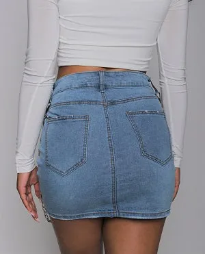 Chain Link Offset Denim Skirt