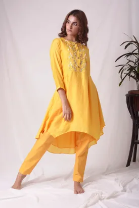 Chanderi Yellow Kurta & Pants