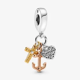 Charm pendente tricolore Croce, cuore e ancora - 799354C01