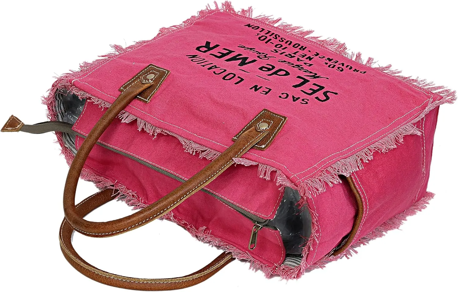 CLA Bags Sel De Mer Upcycled Canvas & Cowhide Tote