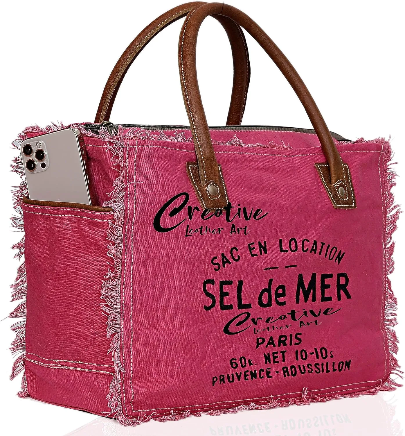 CLA Bags Sel De Mer Upcycled Canvas & Cowhide Tote