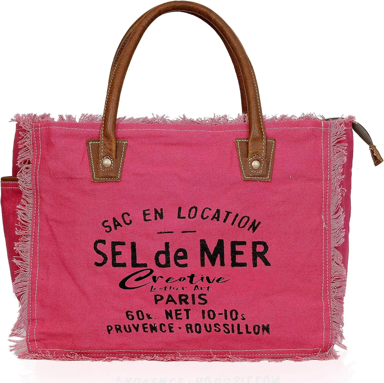 CLA Bags Sel De Mer Upcycled Canvas & Cowhide Tote