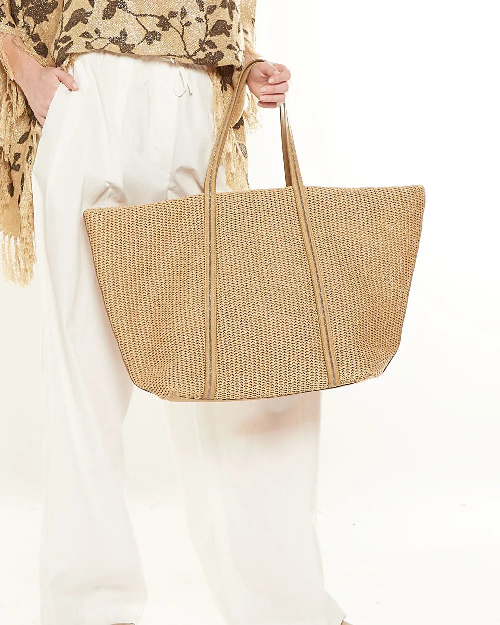 Corda Raffia Monili Strap Large Tote