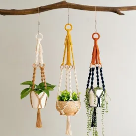Cotton Cord Macramé Plant Hangers | Set of 3