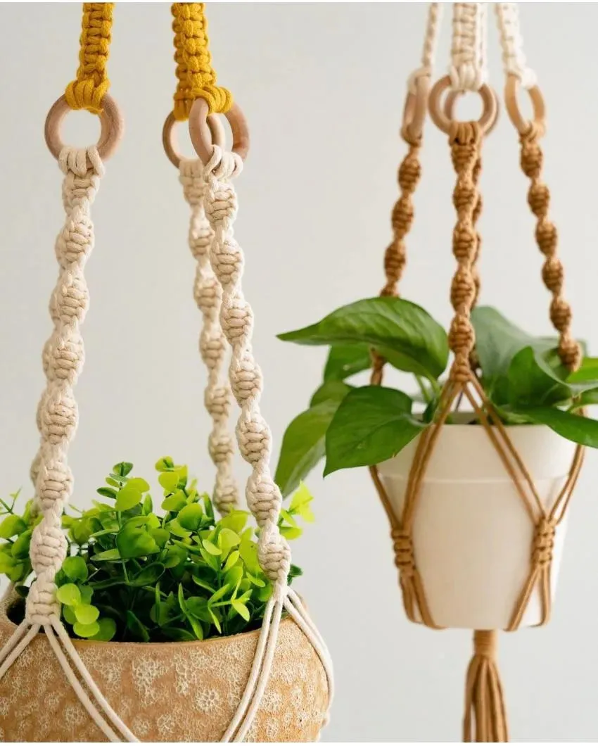 Cotton Cord Macramé Plant Hangers | Set of 3