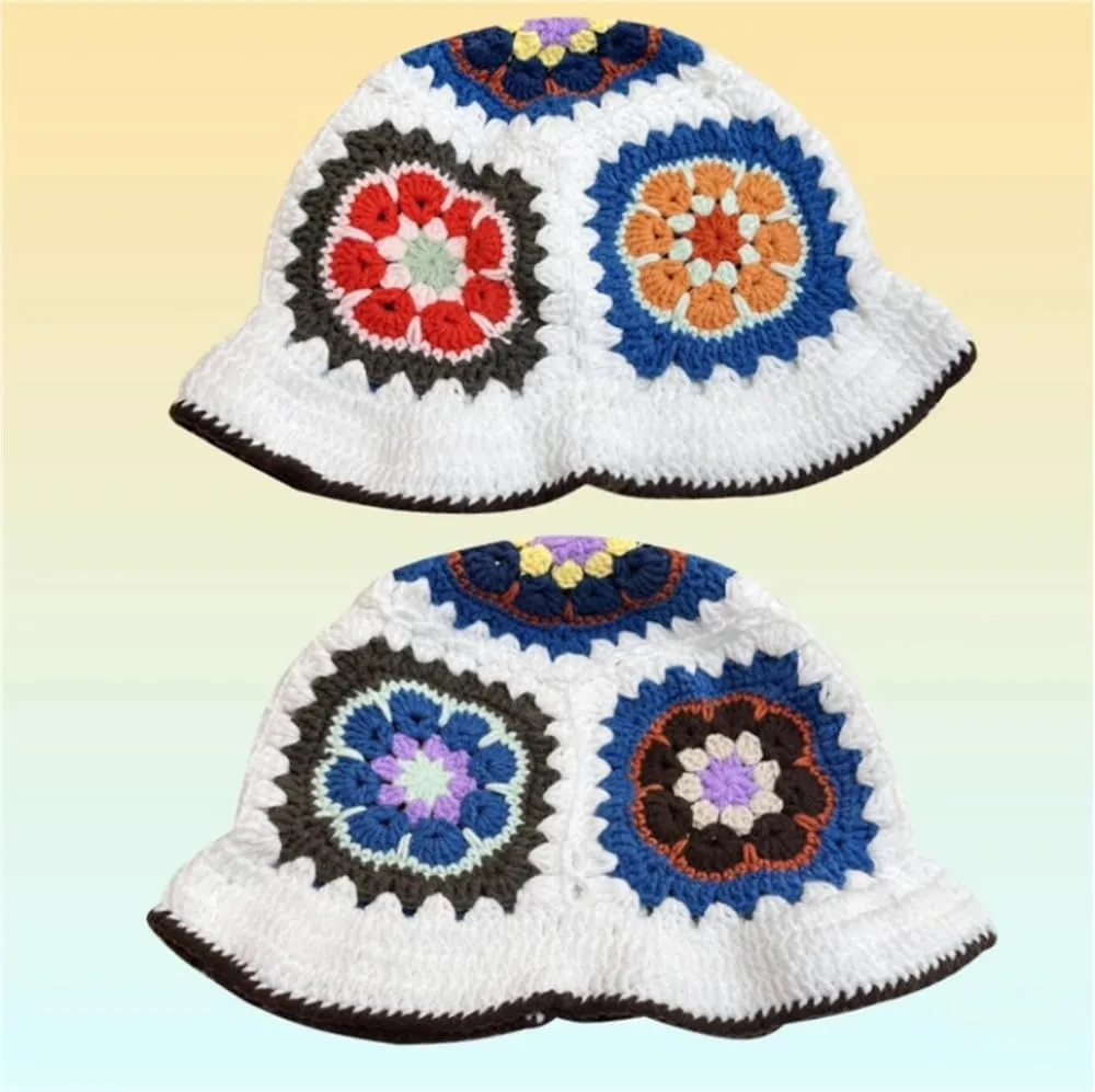 Crochet Bucket Hat Handmade Foldable Cap Knit Fisherman Caps Travel Hats Knitted Hats for Women