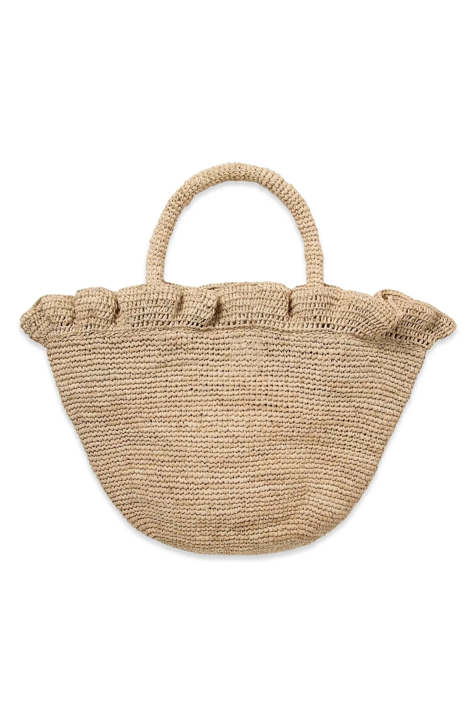 Cyris Ruffled Crocheted Raffia Tote