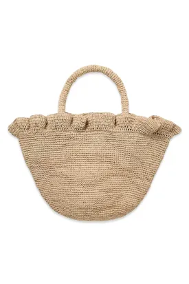 Cyris Ruffled Crocheted Raffia Tote