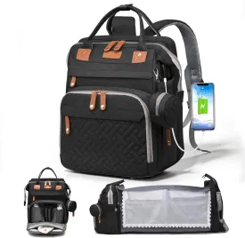 Diaper Bag with Changing Station, Multifunction Travel Baby Bag, Waterproof Baby Tote, Large Capacity Mommy Bag, Newborn Essentials Backpack Bag, Unisex, Black