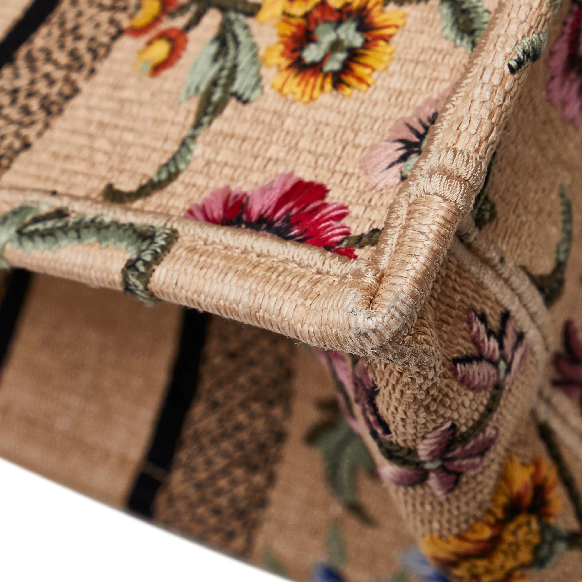 DIOR Medium Petite Fleurs Raffia Book Tote Tote Bag