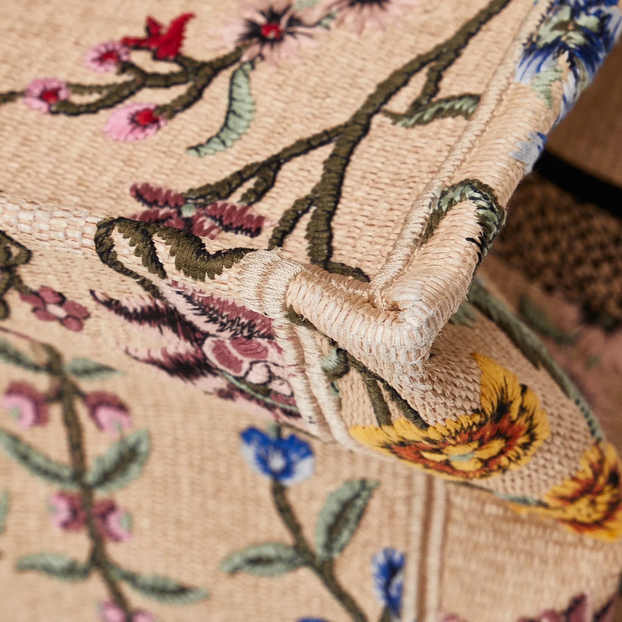 DIOR Medium Petite Fleurs Raffia Book Tote Tote Bag